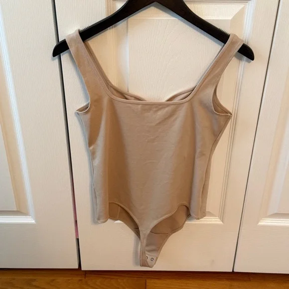Abercrombie & Fitch Ponte Corset Bodysuit in Beige - Picture 3 of 4